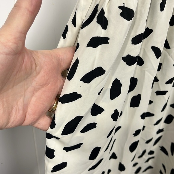 Umgee Womens Mini Dress S Off-White Black Dalmatian Print Sleeveless Boho Flowy - Picture 6 of 15